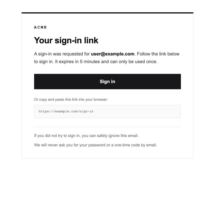 Better Auth Magic Link email preview