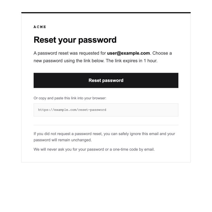 Better Auth Reset Password email preview