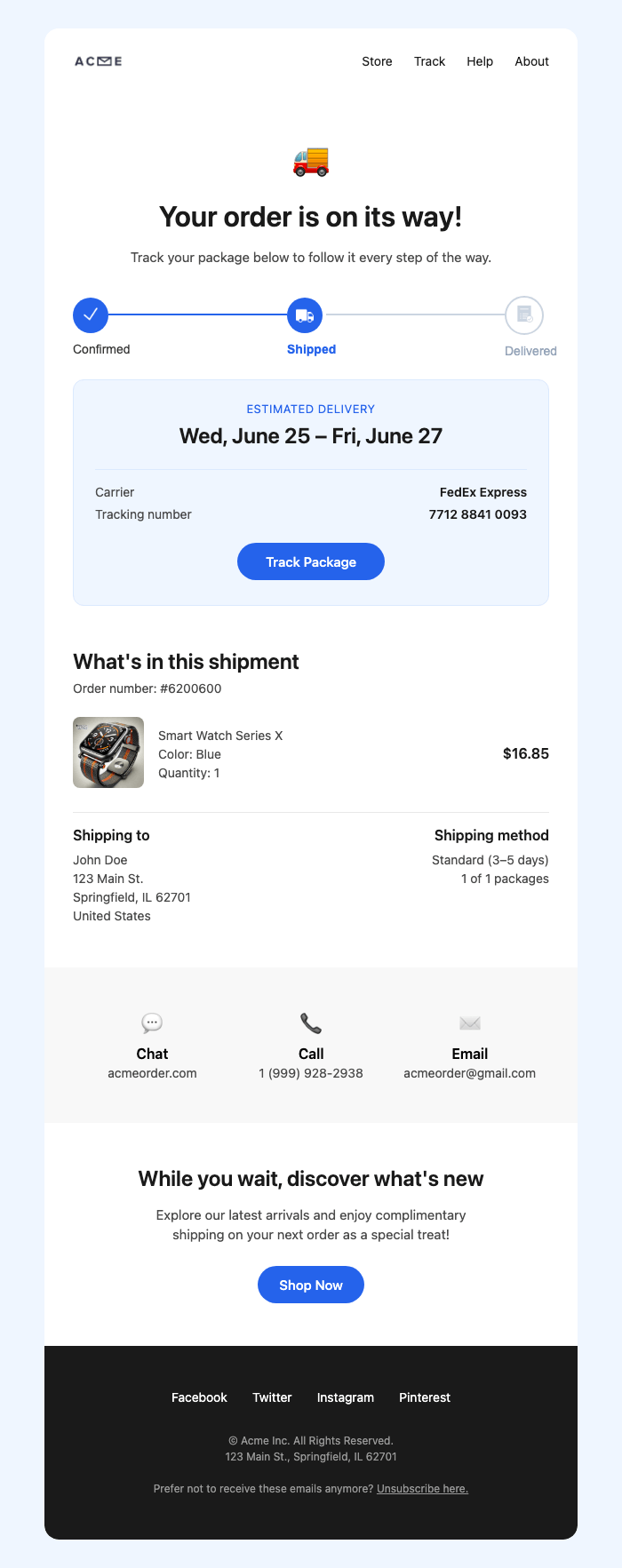 Shipping Confirmation Thumbnail