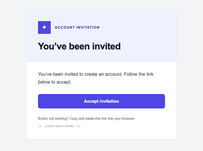 Supabase Invite User email preview