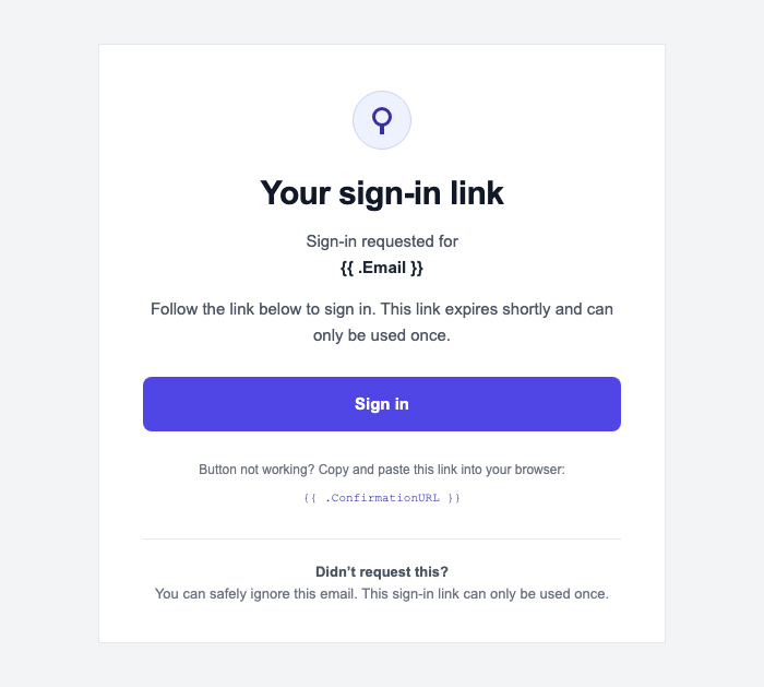 Supabase Magic Link email preview