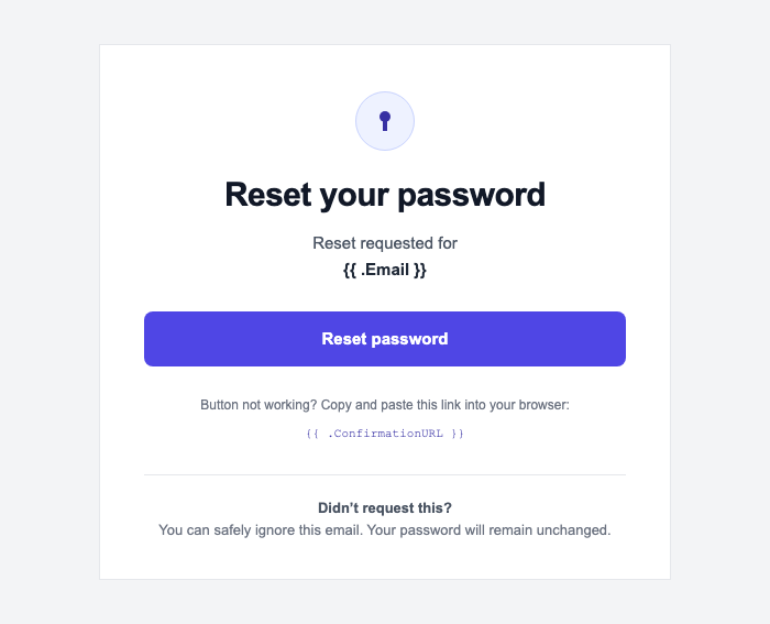 Supabase Reset Password email preview