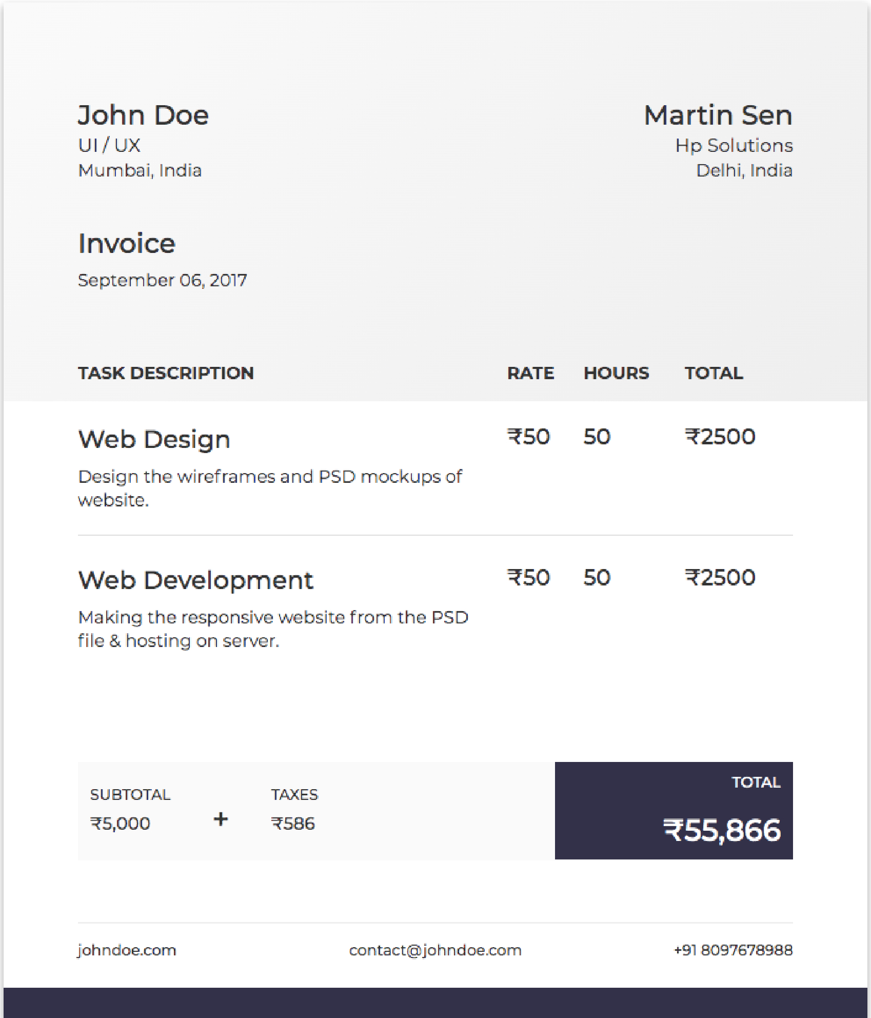 Html Css Invoice Template Free Printable Form Templates And Letter - Vrogue